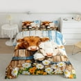 thumbnail image 2 of Manfei Cute Highland Cow Bedding Comforter Set for Kids, White Orange Daisy Twin Comforter Sets, Barn Door Lodge Cabin Bedding Set, Lightweight Room Decor 2 Pieces, 2 of 8