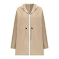 thumbnail image 5 of CENGNIAN No Boundaries Women's Lightweight Hooded Rain Jacket,Ladies Waterproof Windbreaker with Adjustable Waist,Outdoor Casual Trench Coat For Women,Khaki,Size M, 5 of 7