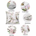 thumbnail image 6 of Throw Pillow Covers, Pink Spring Floral Decorative Throw Pillow Covers 18x18 Inch, Birds Elegant Pastoral Aesthetics Square Linen Pillow Cases for Couch/Living Room/Sofa, 6 of 9