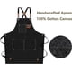thumbnail image 3 of Zhuge Delantales de chef para hombres y mujeres con bolsillos grandes, delantal de trabajo resistente, ajustable, con espalda cruzada de lona de algodón, talla M a XXL (negro), 3 of 4