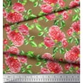 thumbnail image 2 of Soimoi Crepe Silk Fabric Leaves & Peony Floral Print Fabric by Yard 42 Inch Wide, 2 of 3