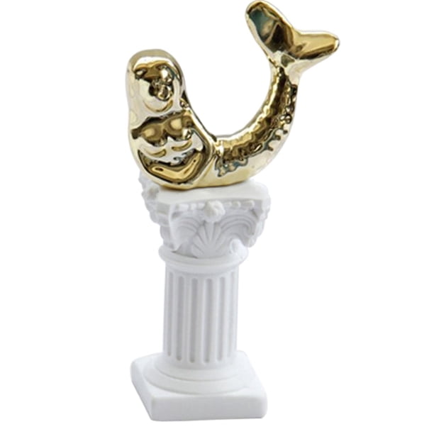 Estatua de pedestal creativa, candelabro de columna griega, candelabro en miniatura sirena de oro