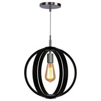 Woodbridge Lighting Celestial 1 Light Wood Pendant in Satin Nickel/Wenge Black