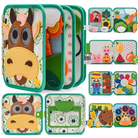 Silouka Montessori Busy Book para niños pequeños de 1 a 3 animales de granja
