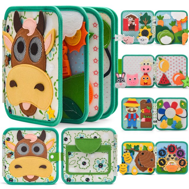 Silouka Montessori Busy Book para niños pequeños de 1 a 3 animales de granja