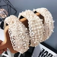thumbnail image 2 of 1 piece of lace lace knotted headband, wide edge Korean style headband nail, pearl Korean style headband for women, 2 of 9