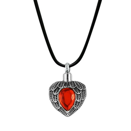 Stone Cremation Urn Anavia Angel Birthstone Heart Cremation Urn Pendant Memorial Jewelry with Free Funnel Kit and Velvet Jewelry Box ()