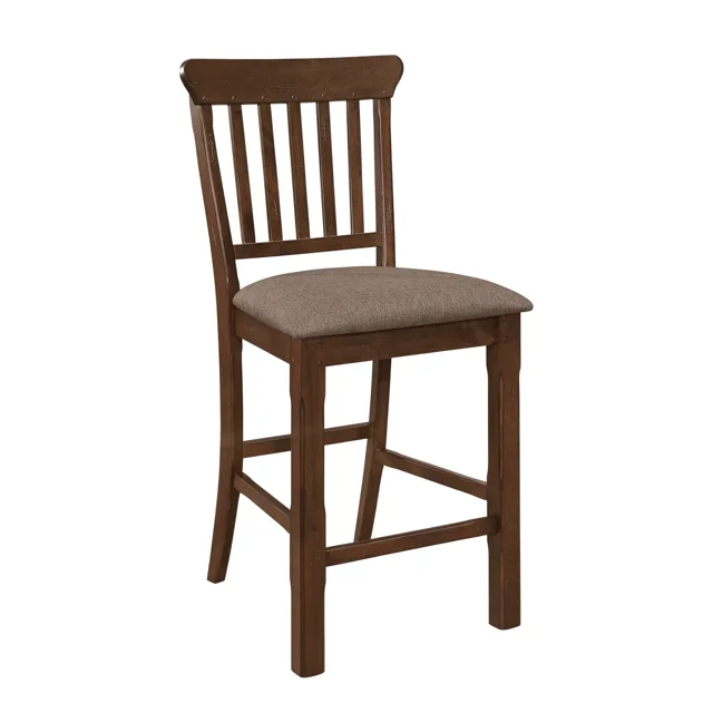 Dark Brown Finish Counter Height Chairs Set of 6 Fabric Upholstered Transitional Dining Kitchen Furniture