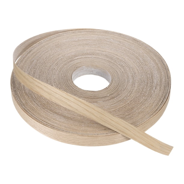 Bisel de Uxcell, cinta de chapa de madera prepegada flexible para bisel de contrachapado con adhesivo de fusión en caliente para restauración de muebles de roble blanco 1 pulgada x 250 pies