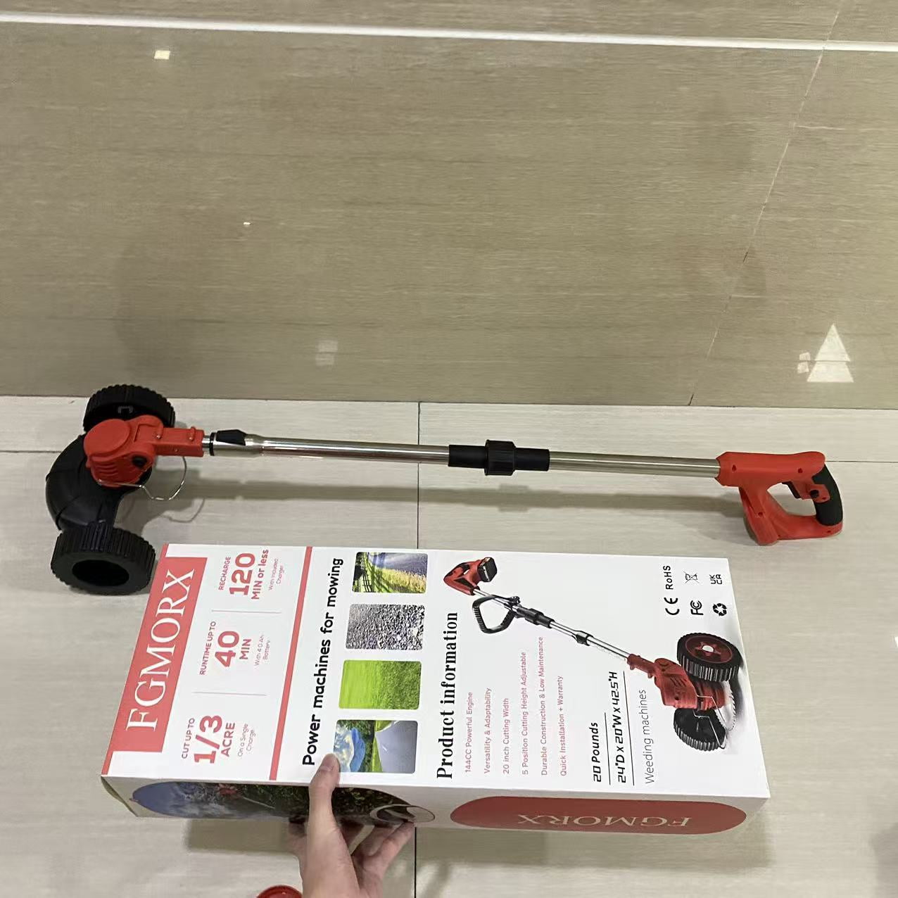 FGMORX Weeding machines,14-Inch Cordless String Trimmer & Edger, (2 x 21V 4.0Ah Electric Brush Cutter Battery Powered), Telescopic Handle, 3 Cutting Methods