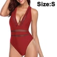 thumbnail image 2 of Traje de baño de una pieza para mujer Traje de baño sexy con cuello en V profundo y espalda cruzada, 2 of 5