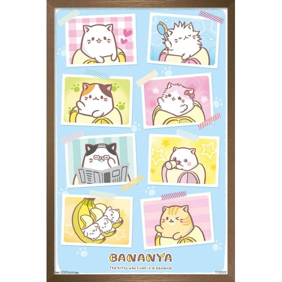 Bananya - Grid Wall Poster, 14.725" x 22.375", Framed