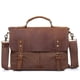thumbnail image 1 of Messenger Bag, Crazy Horse Leather, Vintage Canvas, 13 Inch Laptop Briefcase, Anti Theft Crossbody, Coffee, 1 of 2