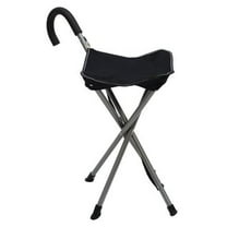 Folding Cane Chair - Walking Stick with Stool - Black - Portable Lightweight Seat for Outdoor Events, Camping, Fishing & More - 225lb Capacity