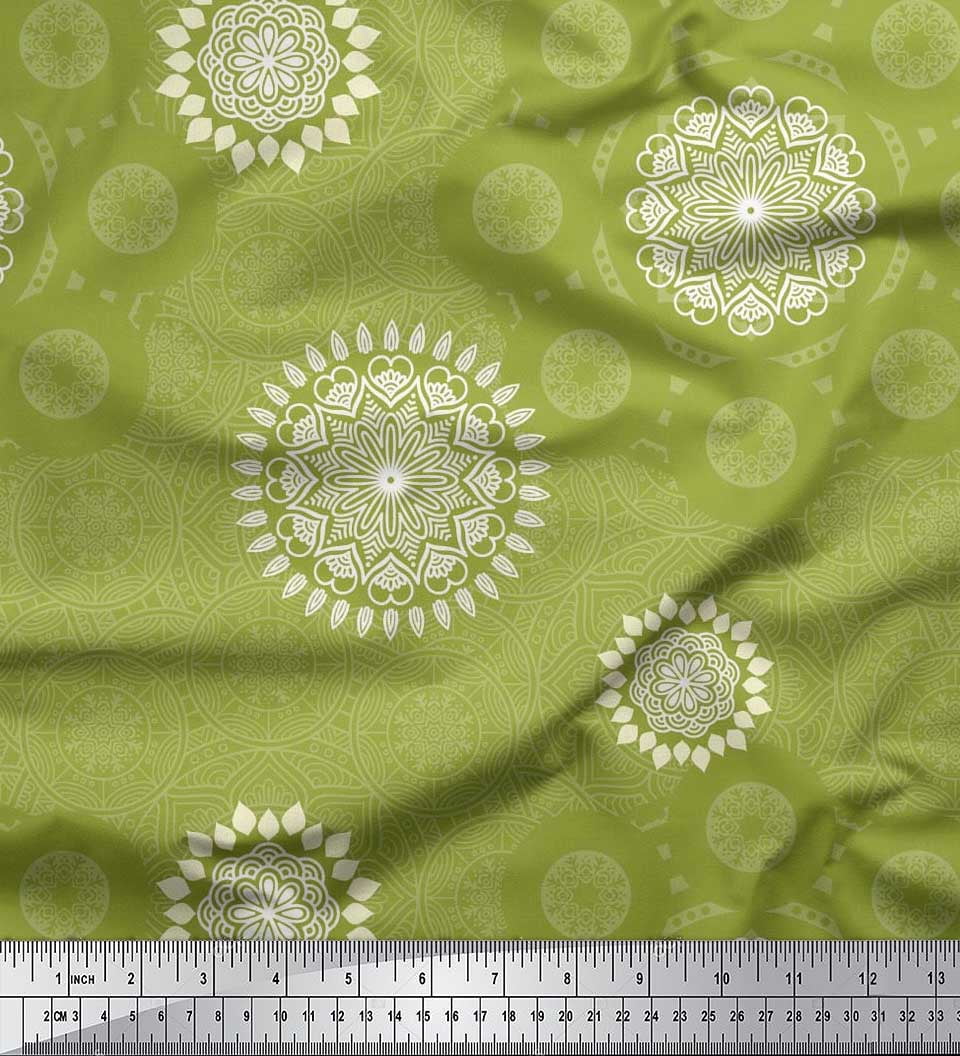 Soimoi Rayon Fabric Mandala Ethnic Print Sewing Fabric Yard 42 Inch Wide