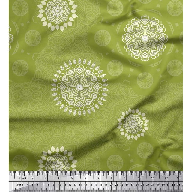 Soimoi Viscose Chiffon Fabric Mandala Ethnic Decor Fabric Printed Yard 42 Inch Wide