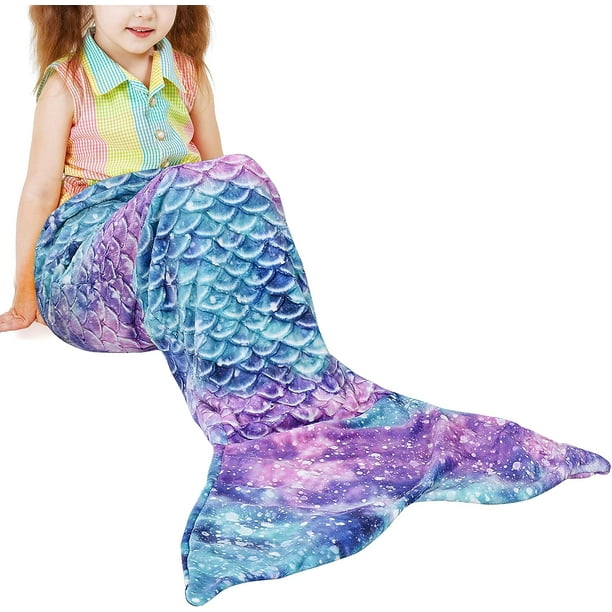 150x50cm Mermaid Tail Blanket for Kids Soft Warm Fleece Sleeping Bag Blanket for Toddler Girls Fish Scales Pattern Starry Sky Walmart