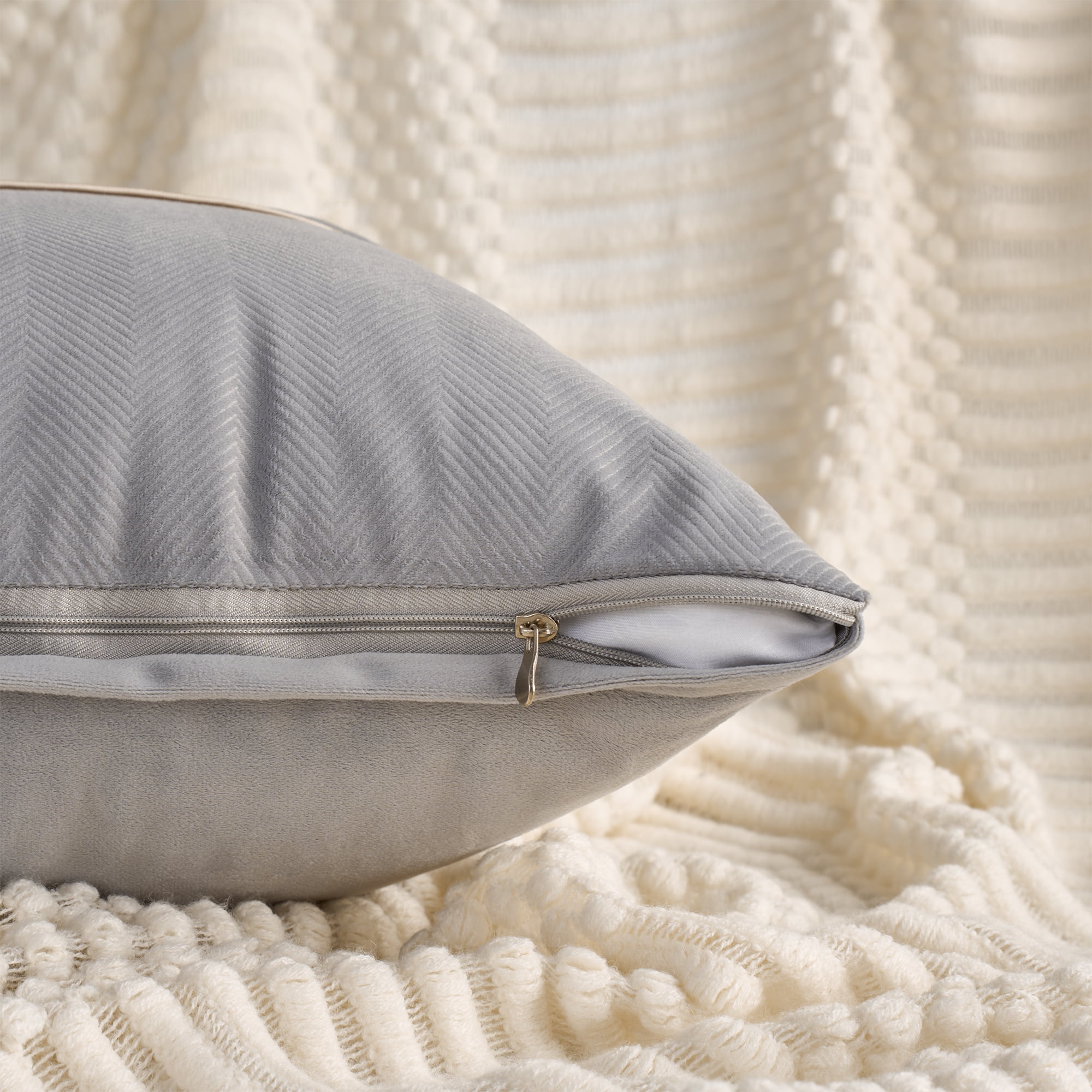 Unique Bargains Set of 2 Soft Throw Pillow Covers with Cute Embroidery Grey