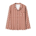 thumbnail image 3 of Puntoco Pijamas para mujer Conjunto de pijama estampado con bolsillo para uso diario en casa, 3 of 4