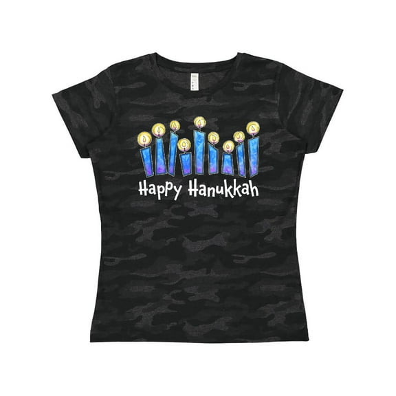 Inktastic Happy Hanukkah with lit candles Women's T-Shirt