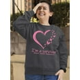 thumbnail image 3 of Breast Cancer Survivor Heart Butterflies Crewneck Sweatshirt, M, Charcoal, 3 of 6