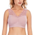thumbnail image 3 of Full Figure Plus Size ComfortLift Rose Lace Wirefree Support Bra,Sexy Deep V Neck Women's Comfort Lace Bra, 3 of 3