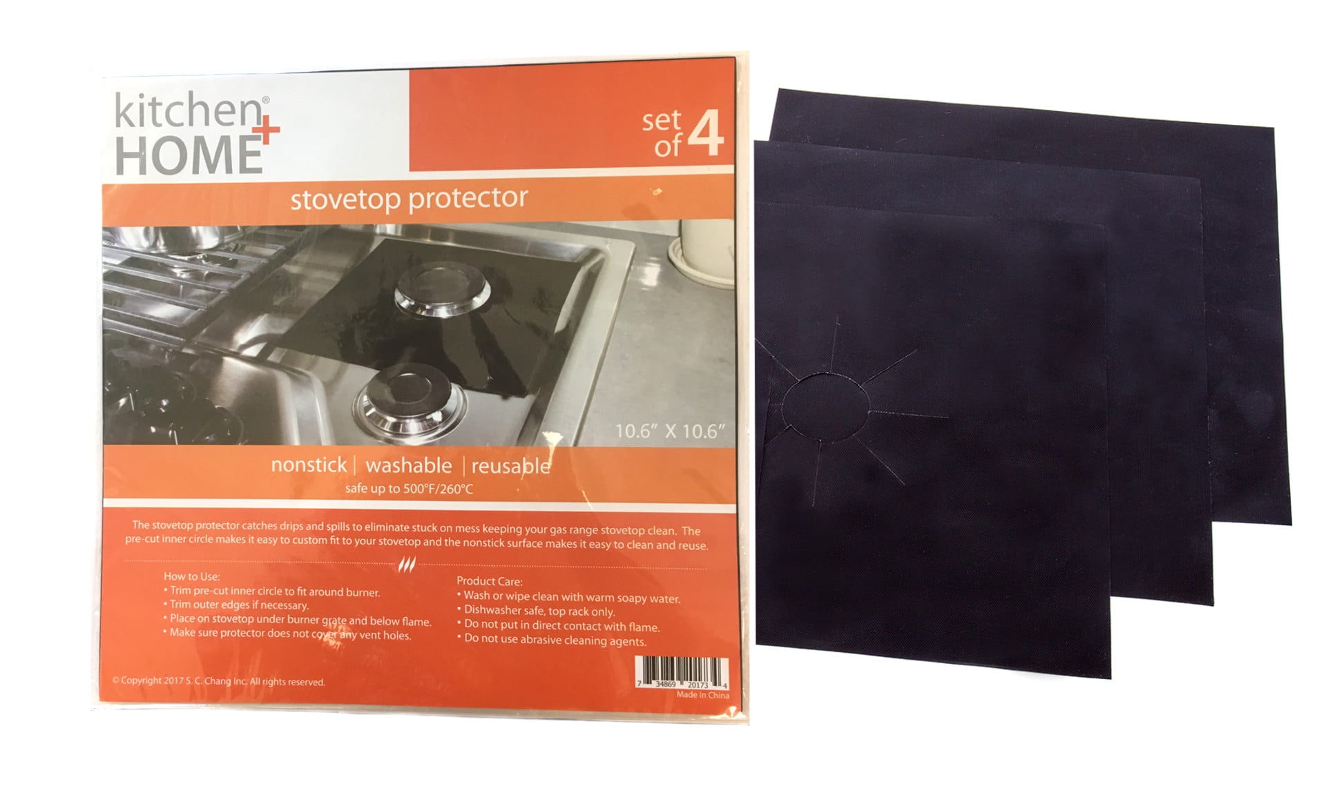 JJMG New Black Stove Top Burner Protectors Reusable Non-Stick Stove Top Liners Washable Dishwasher Safe