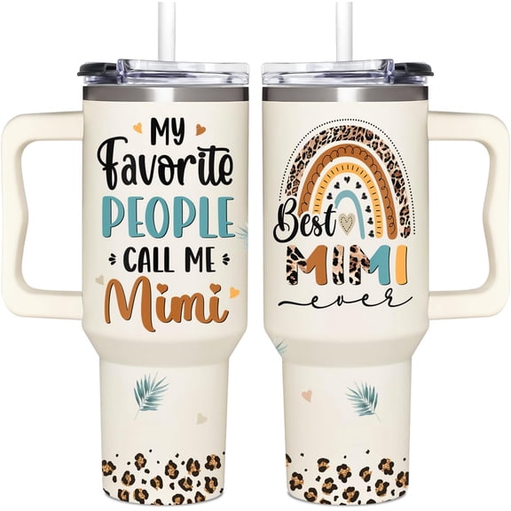 Mimi Gifts From Grandchildren - Mothers Day Gifts For Mimi - Christmas Gifts For Mimi - Mimi Birthday Gift - New Mimi, Mimi To Be Gifts For Grandma - Best Mimi Ever Gifts - 40Oz Tumbler With Handle