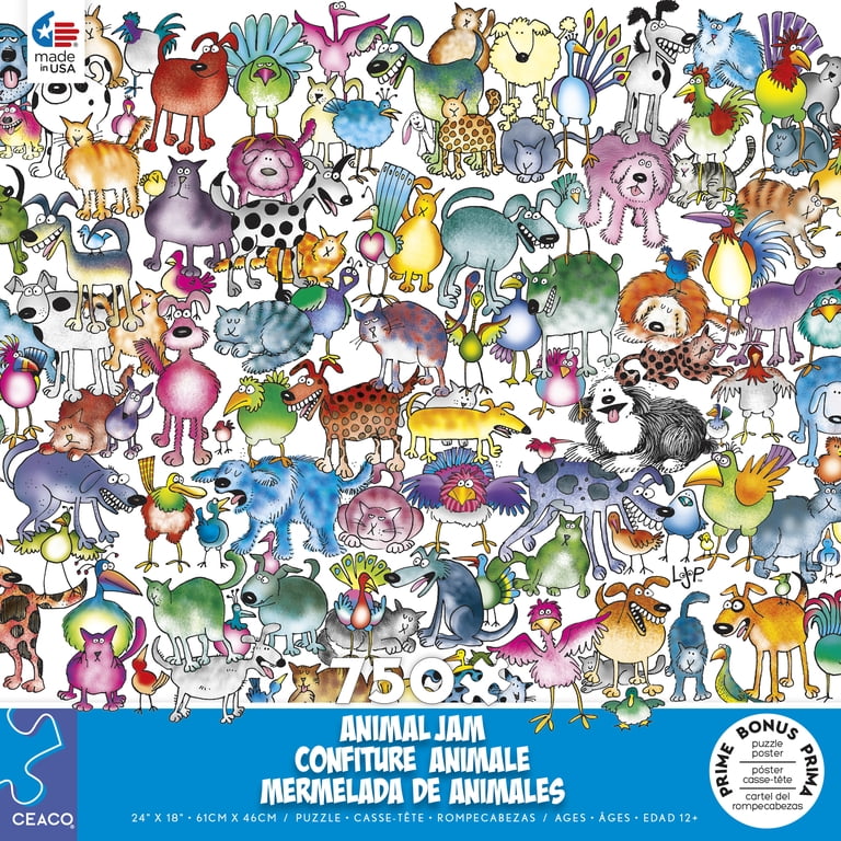 Ceaco - Animal Jam - Cats and Dogs - 750 Piece Jigsaw Puzzle