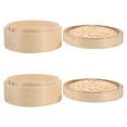 thumbnail image 6 of MLINS 8 Inch Bamboo Steamer with Cover for Kitchen Use Healthy Cooking Khaki Color 2pcs Set, 6 of 8