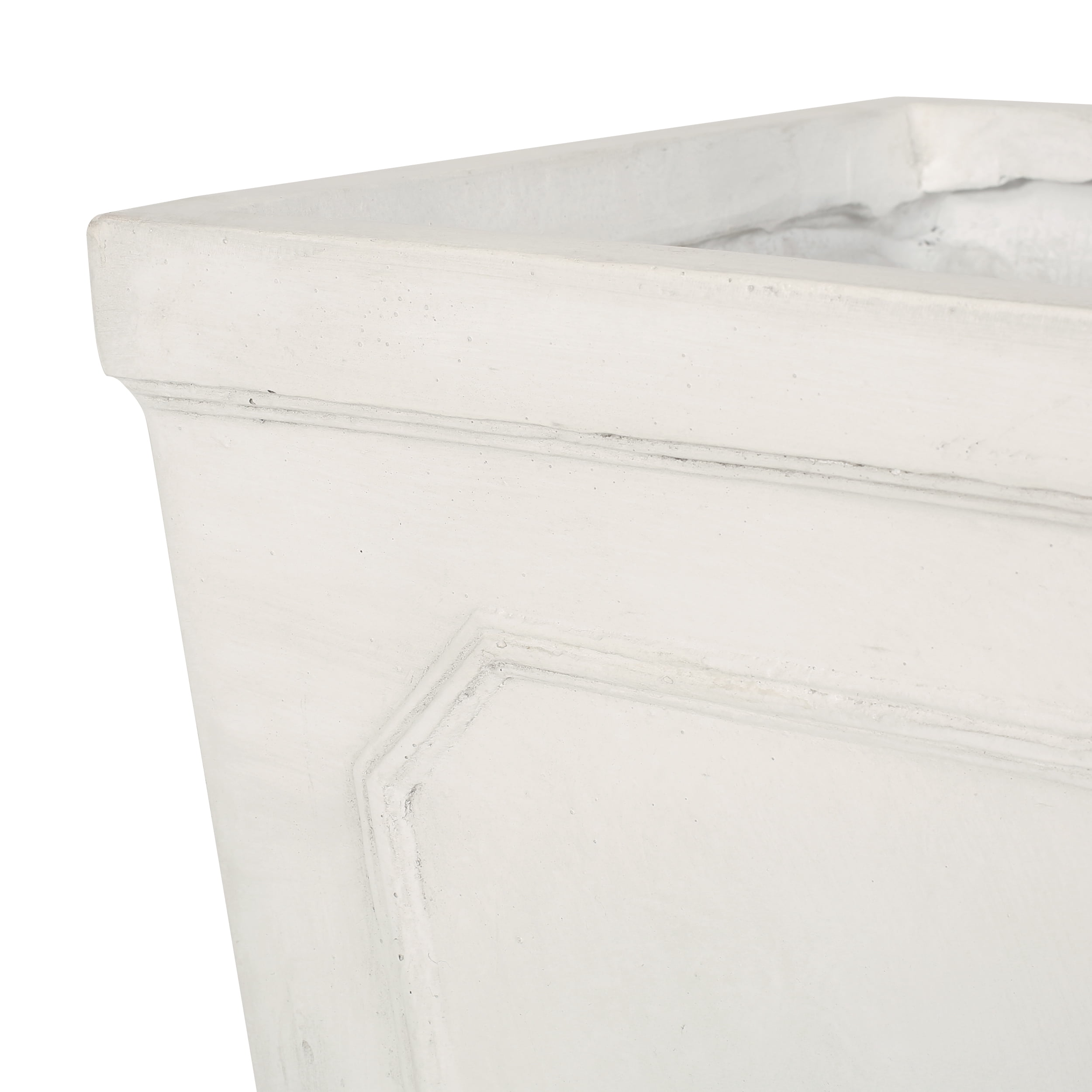 GDF Studio Greg Outdoor Cast Stone Tapered Planter, Antique White Large