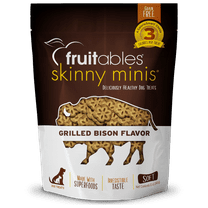 Fruitables Skinny Mini Dog Treats – Grilled Bison – Dry Biscuit – 12oz