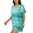 thumbnail image 2 of "Wukai Teal Turquoise Women's Pajama Set - Short-Sleeve Top and Shorts with Elastic Waistband and Pockets for Loungewear, Yoga, and Casual Wear-3X-Large, 2 of 8