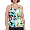 thumbnail image 4 of Ocean Blues Women's Plus Size Tankinis Long Torso Swimwear Top Only Loose Fit Blouson Tankini Top Black Bathing Suit Size 4XL, 4 of 8