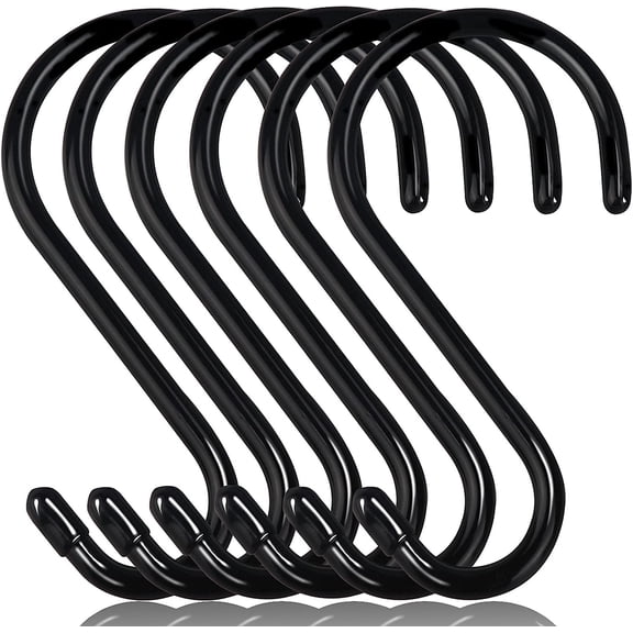 Pack Black Vinyl Coated S-Hooks Heavy Duty Non-Slip Metal Hooks Plant/Wardrobe/Garden Hanging