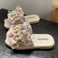 thumbnail image 2 of NOKIO Girls Fairy Style Princess Slippers Children'S Princess Style Beach Shoes Children Slippers Fashion Floral Ruffle Pearl Flat Bottom Flip Flop Fashion Beach Slippers, 2 of 7