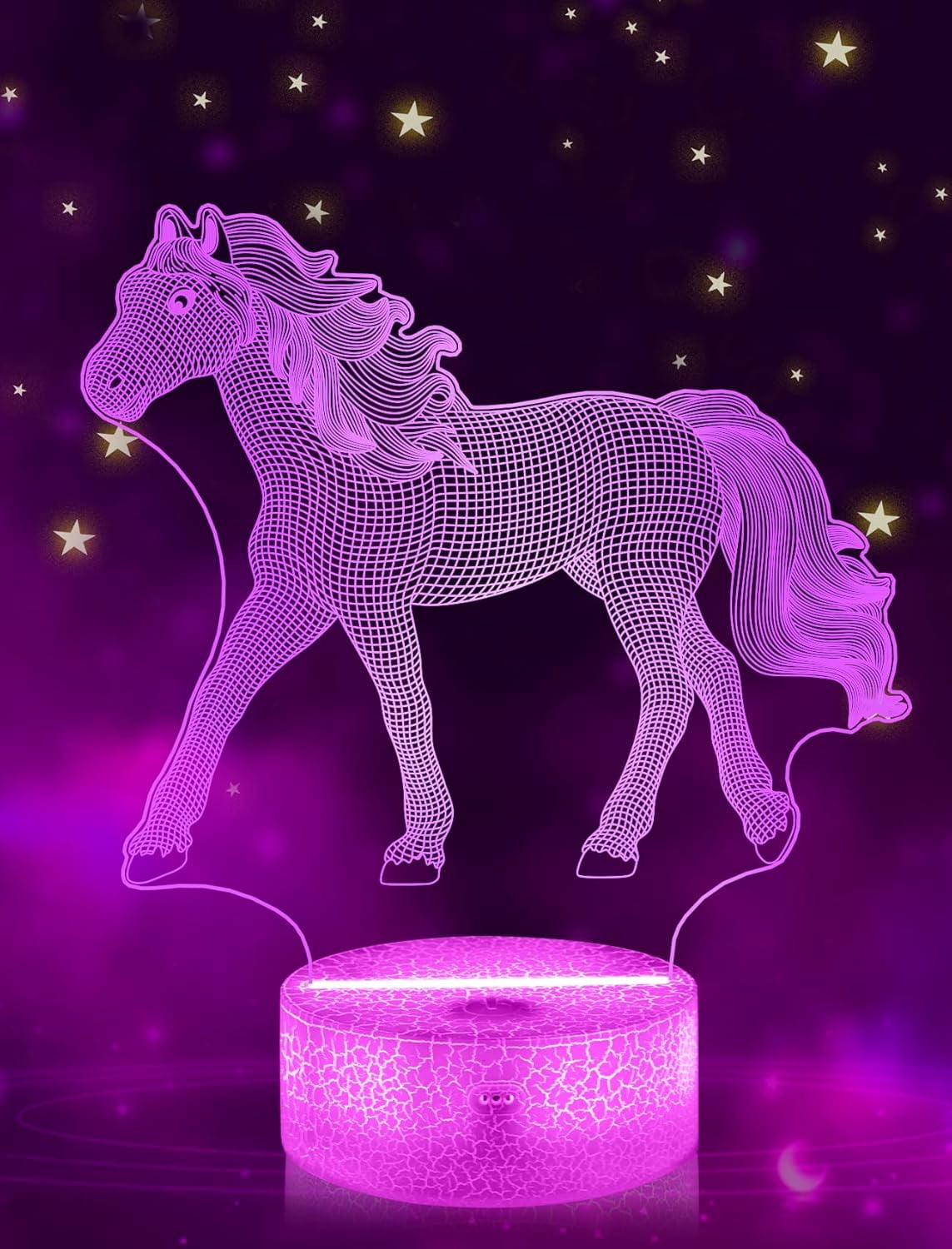 SHAANXIXIAN Horse Gifts for Girl, Horse 3D Night Lights for Kids Illusion Lamp 16 Colors Changing with Remote Birthday Gifts for Child Baby Boy and Girl