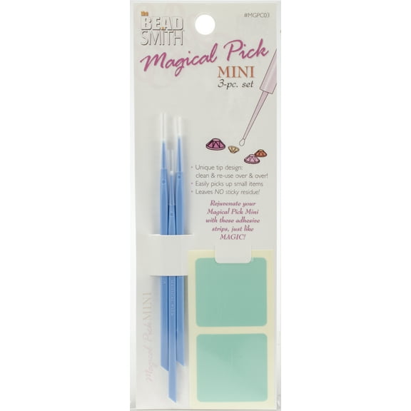 The Beadsmith Magical Pick Mini 3 Piece Set, With Rejuvenating Kit, 3.75 Inches, Resin Tip With Cover, Angled Edge Bottom, Ideal For Working With Rhinestones