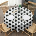 thumbnail image 3 of Black White Soccer Pattern Round Tablecloth 60"x60",Wrinkle Wipeable Table Cloth for Kitchen Dining Room Picnic Patio Party, 3 of 6