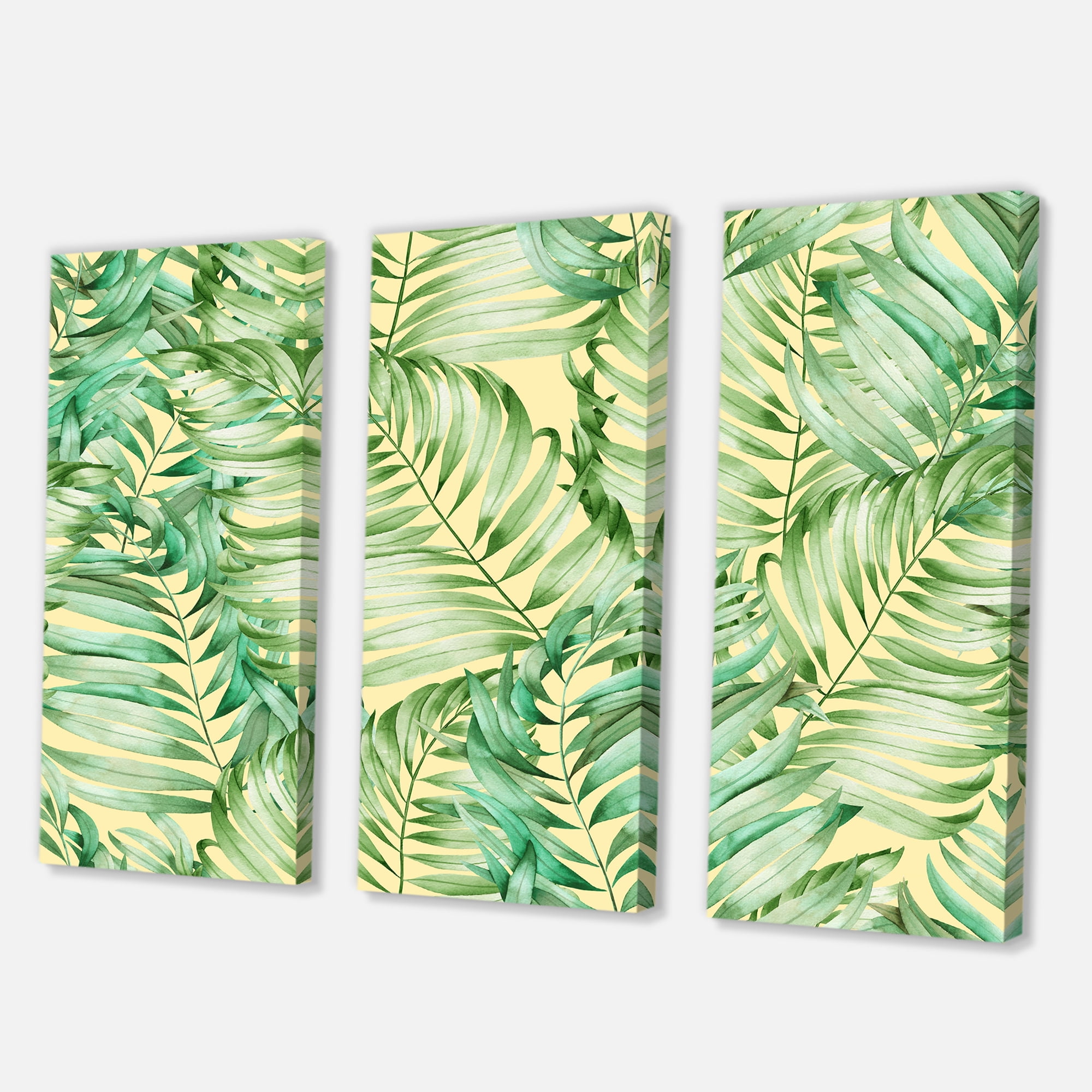 Designart ' Tropical Green Leaves of Monstera ' Tropical Canvas Wall Art Print