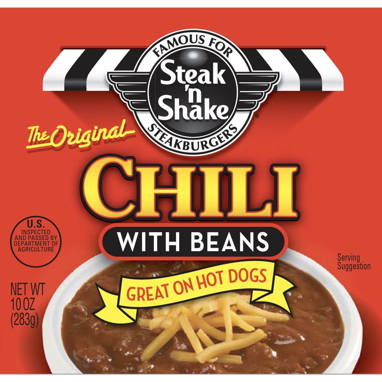 4 pack) Steak 'n Shake Chili with Beans Canned Packaged Meal 10 oz