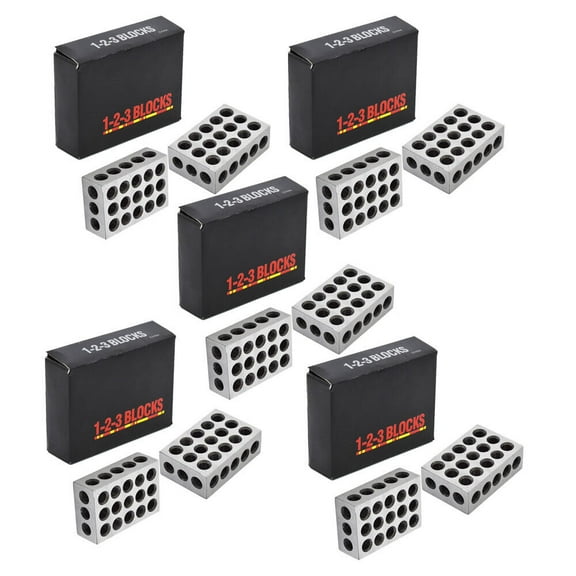 PET-U 5 MATCHED PAIRS ULTRA PRECISION 1-2-3 BLOCKS 23 HOLES MACHINIST 123 .0002"