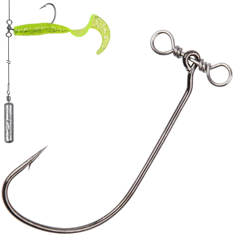 50pcs Drop Shot Swimbait Hooks in-line Drop Shot Rig Hooks Swivel Soft Plastic  Worm Hooks for Bass Perch 2/0,3/0,4/0 