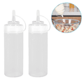 thumbnail image 2 of Leak-Free Set Of 2 Durable Clear Food Dispenser Squeeze Squirt Bottle Griddle Accessory With Cap For Sauces, Oil, Condiments, 2 of 5