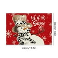 thumbnail image 3 of Beautynvta Christmas Placemats, Snowman Let It Snow Winter Placemats, Xmas Holiday Table Mats for Party Kitchen Dining Room Decoration, 12x18 Inch, Red, 3 of 6