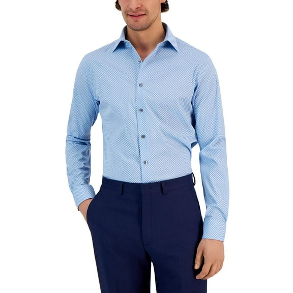 Alfani Mens Printed Stretch Button-Down Shirt