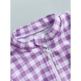 thumbnail image 6 of Nygoyerh Toddler Girls Rash Guard Swimsuit with Hat 2 Pcs Set Plaid Pattern Zip Up Long Sleeve Crew Neck Baby Girls Swimwears Infant Clothing 6M 9M 12M 18M 2T 3T 4T, 6 of 7