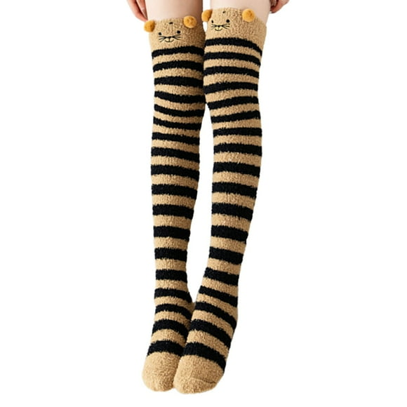WEAIXIMIUNG Custom Socks Fuzzy Over Knee Cartoon Thigh High Home Socks Winter Socks Socks Women's Warm High Leggings Warm Socks