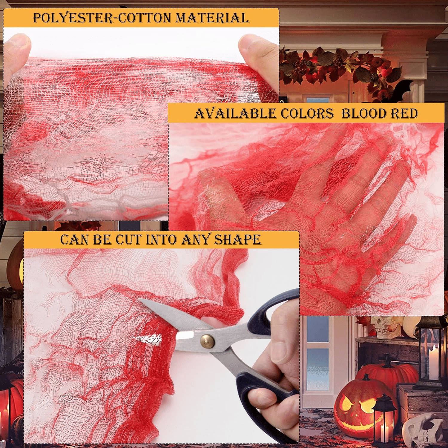 410x80 Inch Halloween Creepy Cloth Gauze Fabric in 5 Colors for Spooky Decor