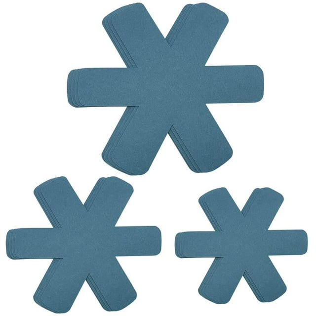Pan Pot Protectors, Larger & Thicker Pan Protector Pads, Orange/Gray/Cyan Pan Protectors Available, 3 Different Sizes, 12 Pcs Pot Seperator Pads for Protecting and Stacking Your Cookware(Cyan)
